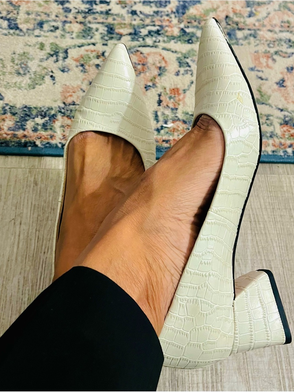 Franco Sarto Leather Croc-Embossed Shoes - Picture 12 of 12